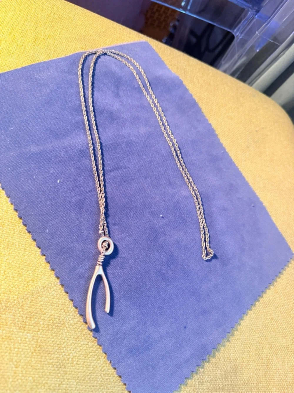 Madewell Wishbone Pendant long lariat Necklace - gold tone - Picture 2 of 2
